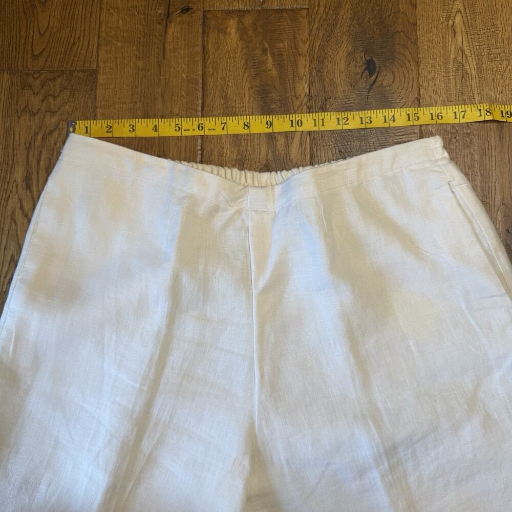 Kim Rogers White Linen Lined Pants Pull On Straight Leg Trouser Womens Sz L - Picture 3 of 7
